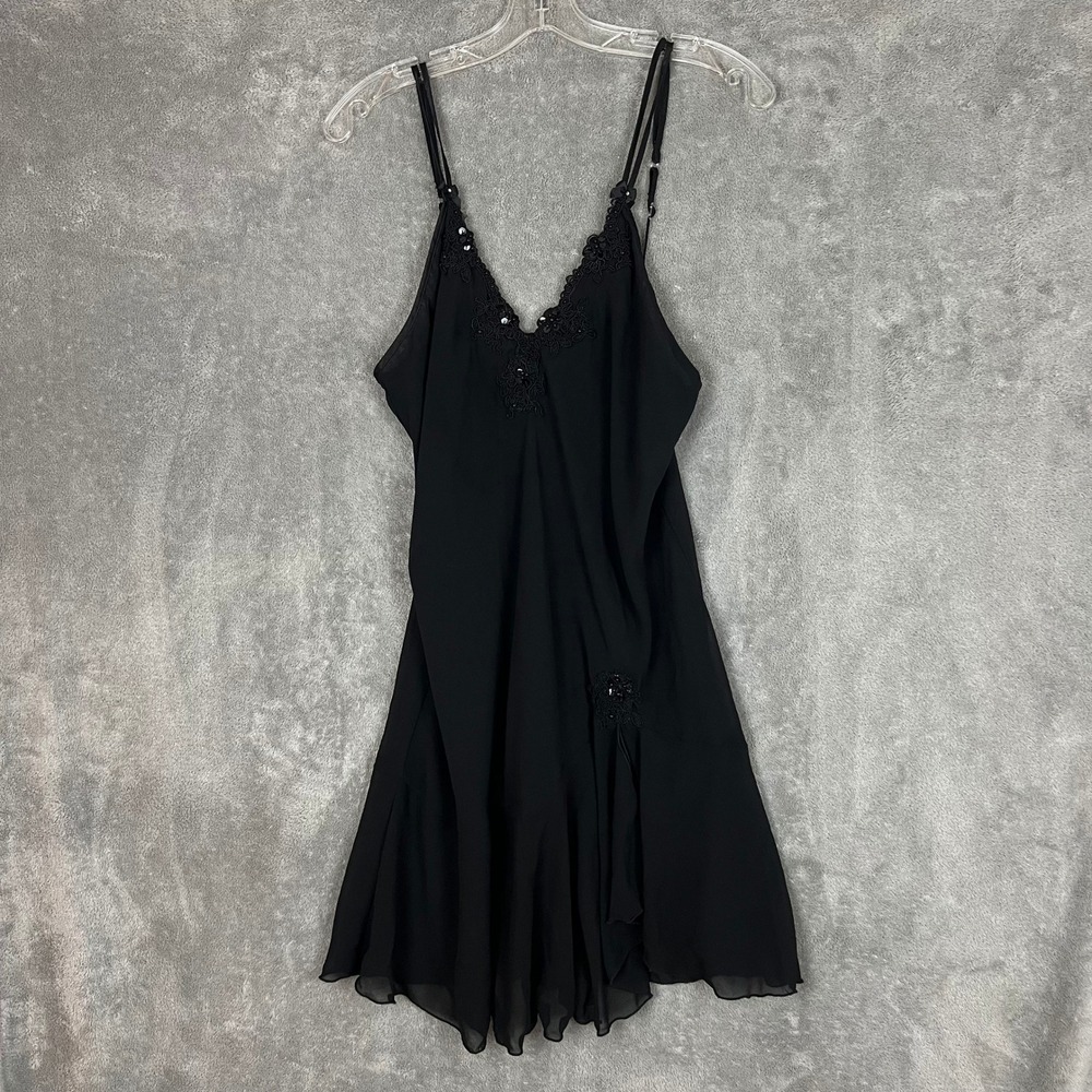 Vtg Linea Donatella Mini Dress Nightgown Womens M Beaded Fairy Y2K Whimsigoth